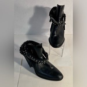 DOLCE VITA Leather Studded Wrap Ankle Strap Western Bootie